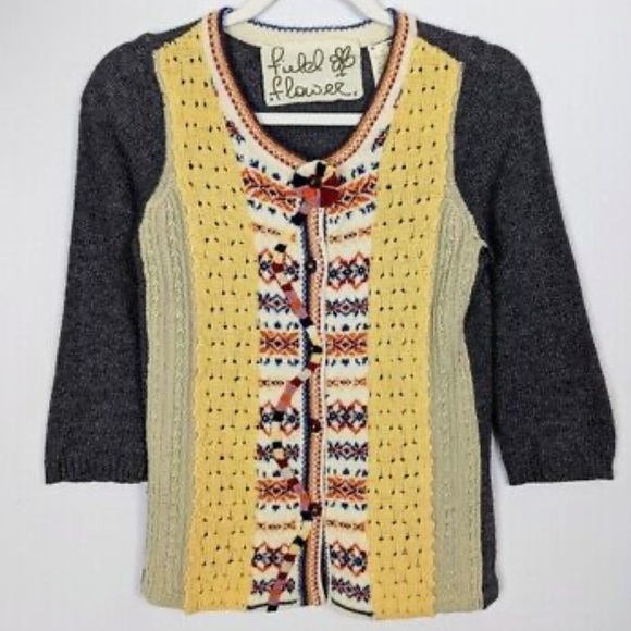 Anthropologie Field Flower Women’s Rove Wander Vintage Classic Cardigan Sweater - Picture 1 of 9
